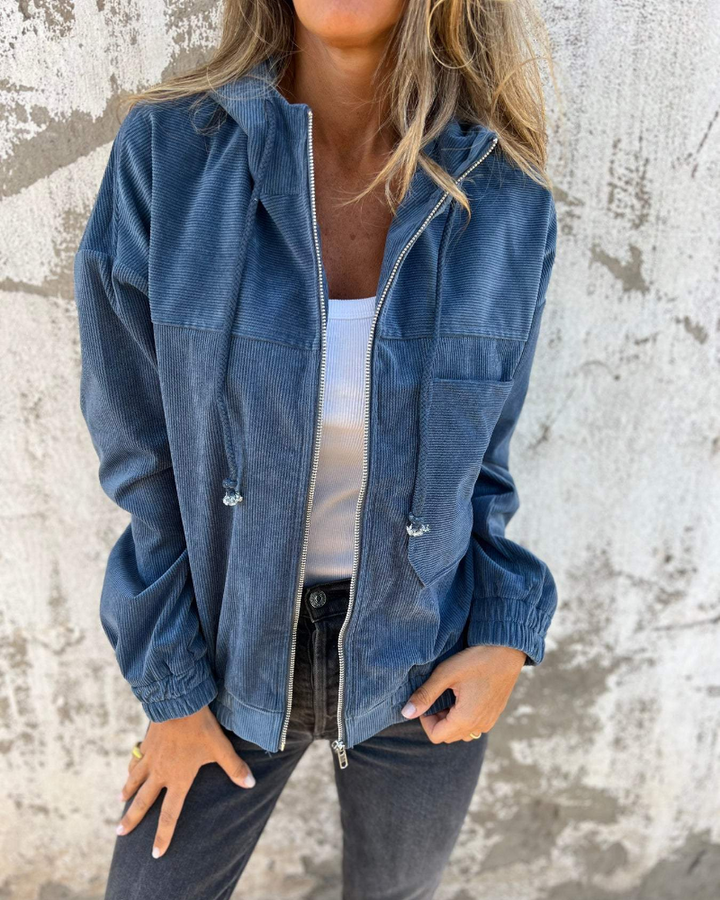 Ella™ | Corduroy capuchonjack met rits