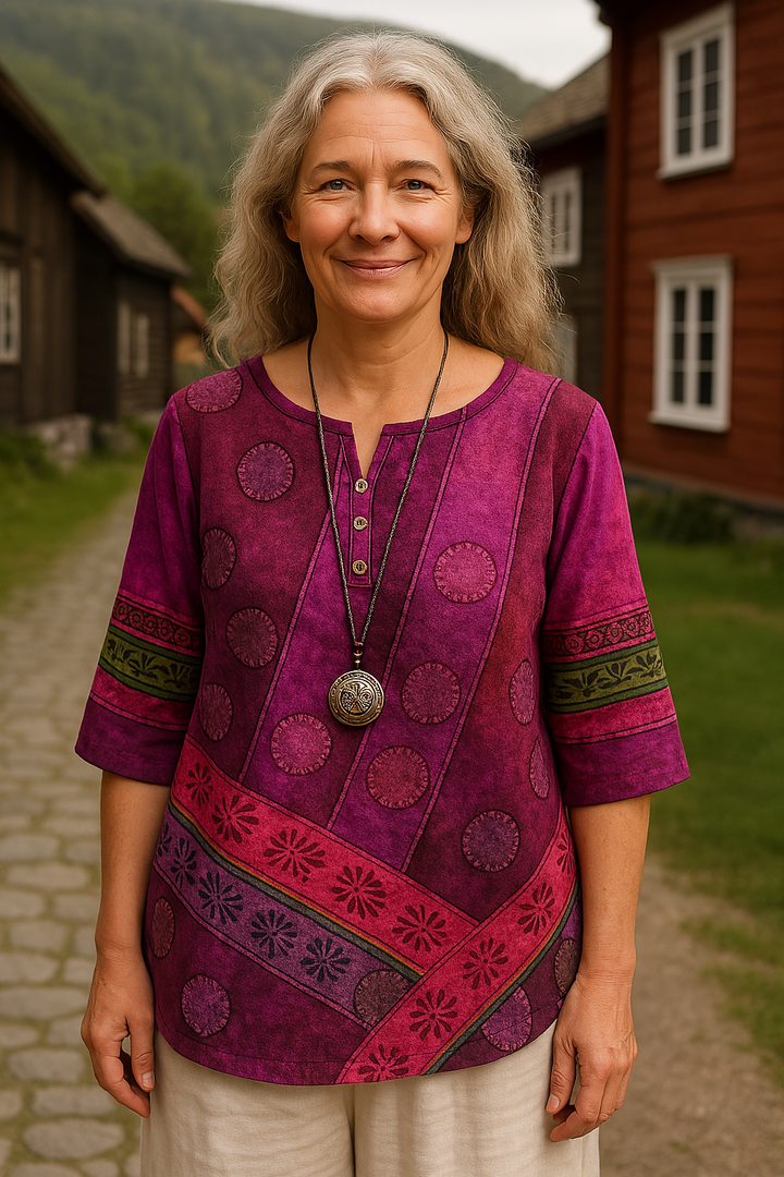 Greta™ | Comfortabele en kleurrijke blouse met halflange mouwen