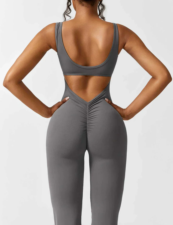 Elena - Flared V-Back Jumpsuit (1+1 GRATIS)