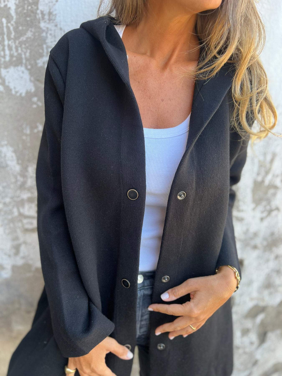 Hanneke™ | Zomerblazer met knopen en capuchon