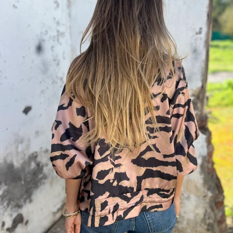 Madelon™ | Lente jas met rits en zebrapatroon