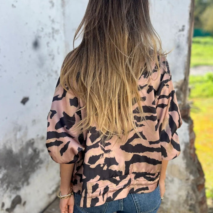 Madelon™ | Lente jas met rits en zebrapatroon