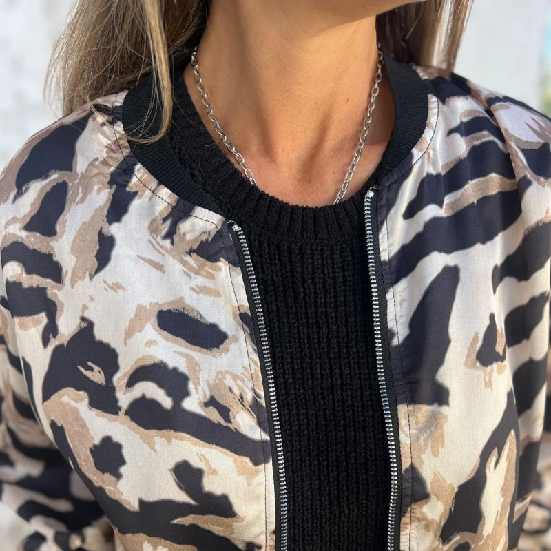 Madelon™ | Lente jas met rits en zebrapatroon