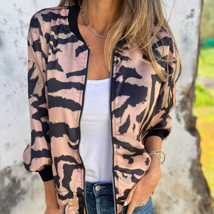 Madelon™ | Lente jas met rits en zebrapatroon