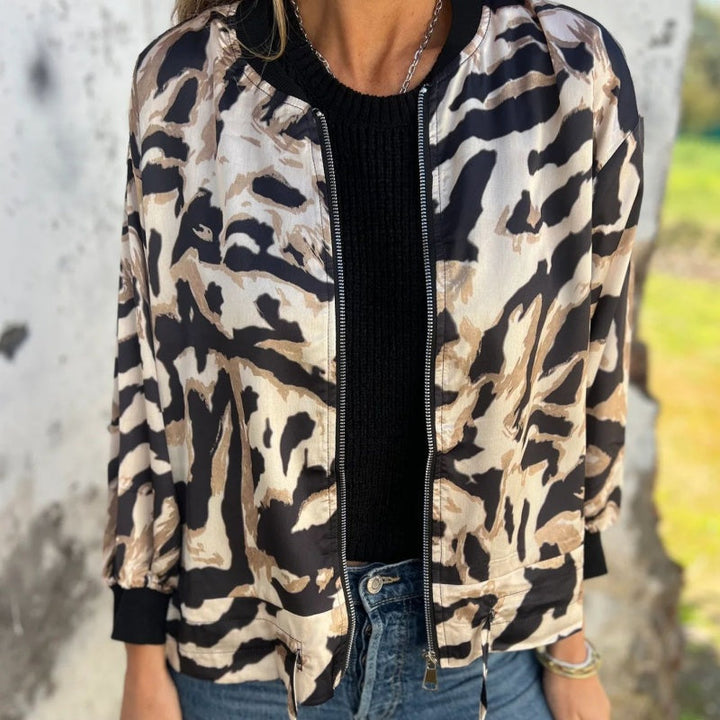 Madelon™ | Lente jas met rits en zebrapatroon