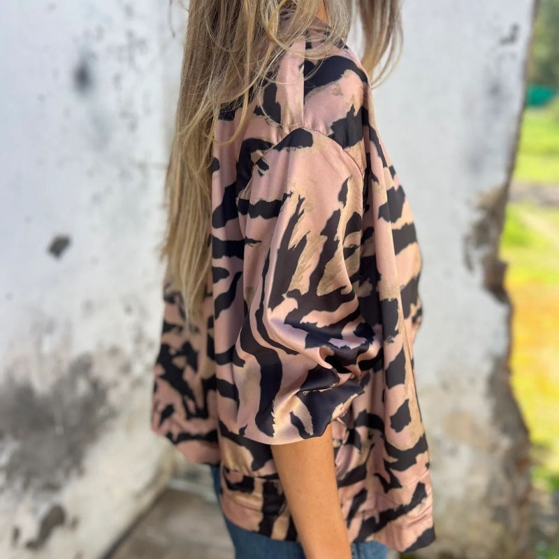 Madelon™ | Lente jas met rits en zebrapatroon