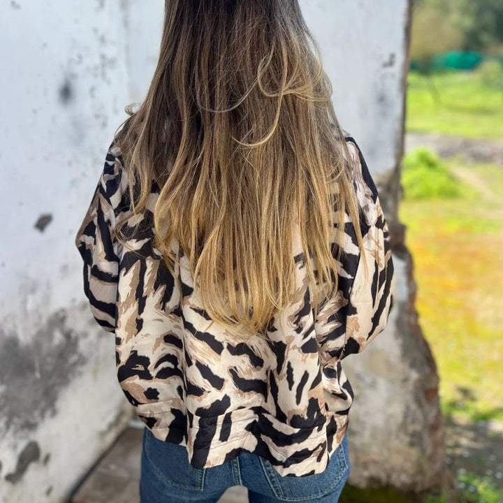 Madelon™ | Lente jas met rits en zebrapatroon