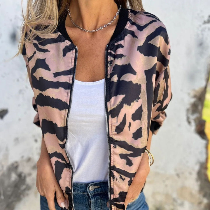 Madelon™ | Lente jas met rits en zebrapatroon