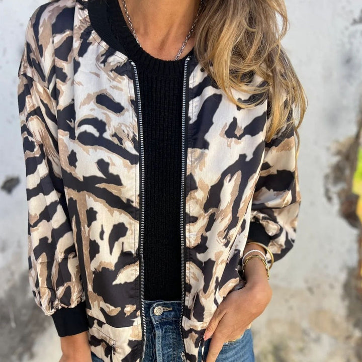 Madelon™ | Lente jas met rits en zebrapatroon