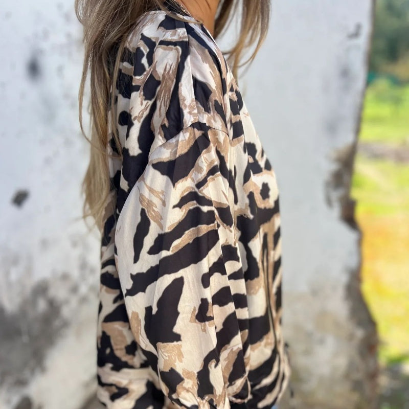 Madelon™ | Lente jas met rits en zebrapatroon